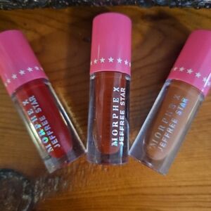 Morphe X Jeffree Star Velour Lipstick Trio - Bold Red, Deep Brown, Warm Tan NIB!